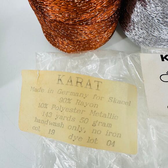 Karat Skacel Collection Sparkly Metallic Rayon Polyester DK Red Copper Silver - Picture 3 of 7